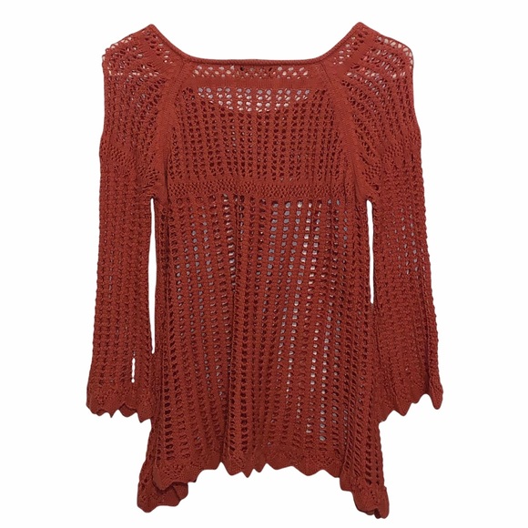 Simply Noelle Rust Orange Crocheted Sweater S/M - Picture 3 of 5